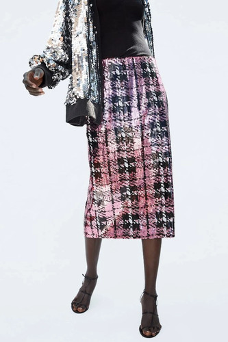 Zara sequin midi pencil skirt - midi,