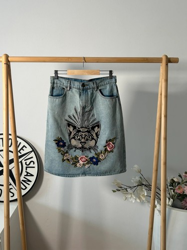 Gucci jeansrock bestickt - jeansrock,